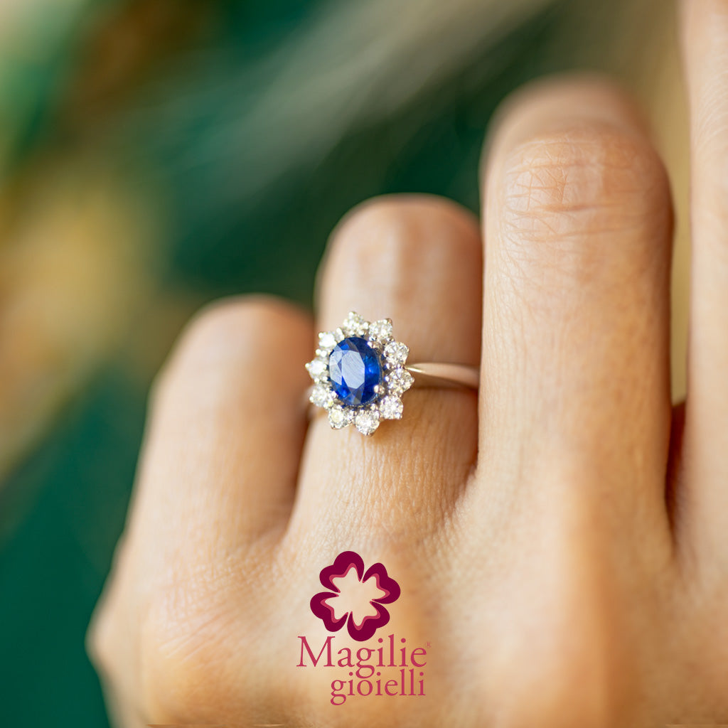 Anello Moyen Fleur Zaffiro