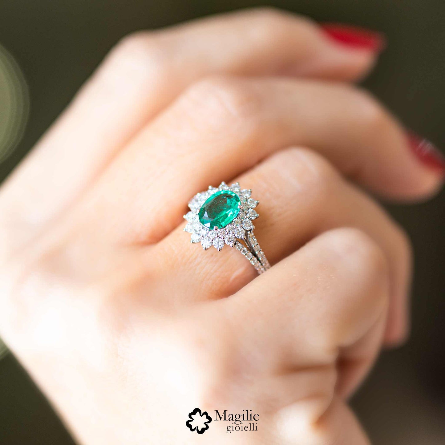 Anello Grande Fleur Smeraldo