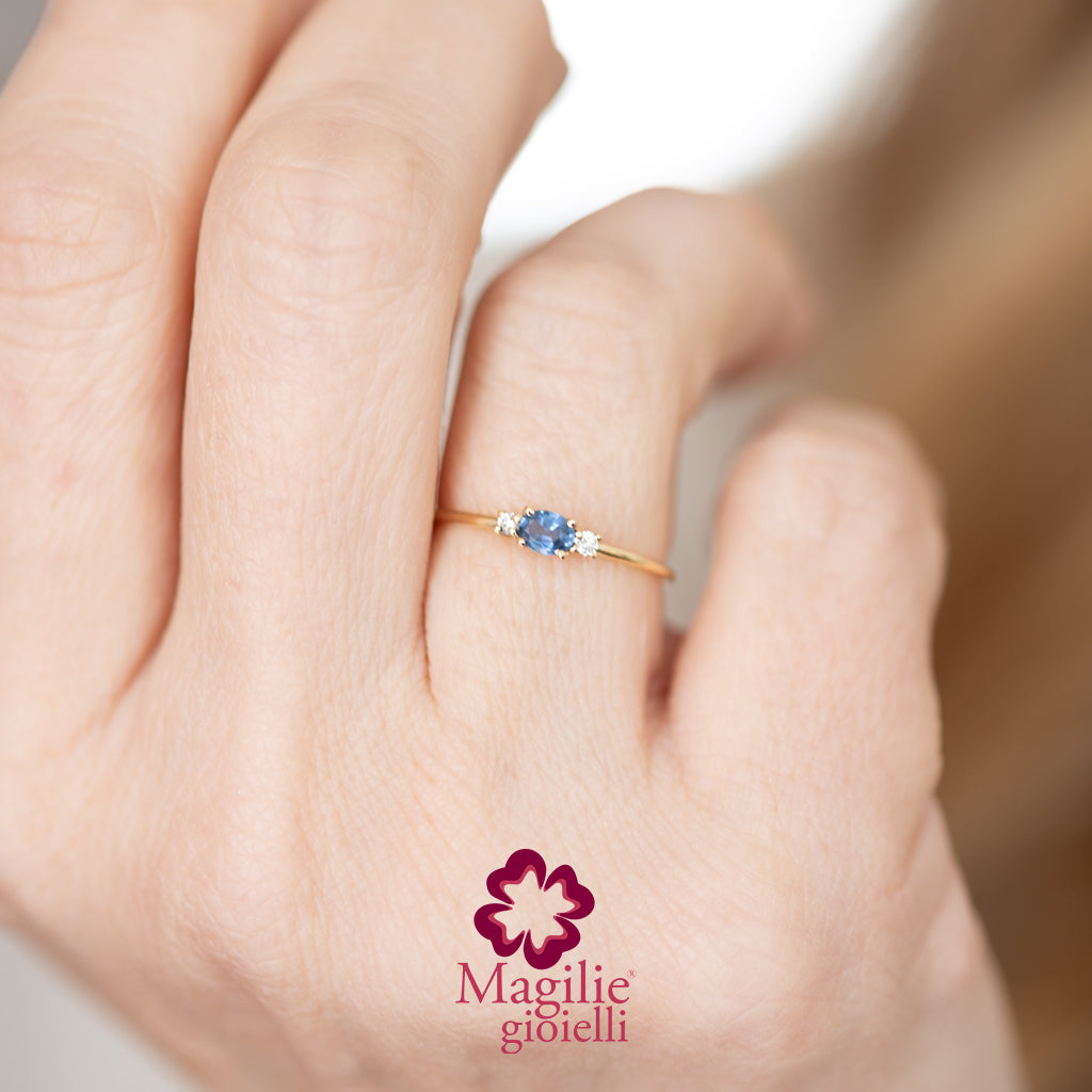 Anello Bubble Zaffiro Blu