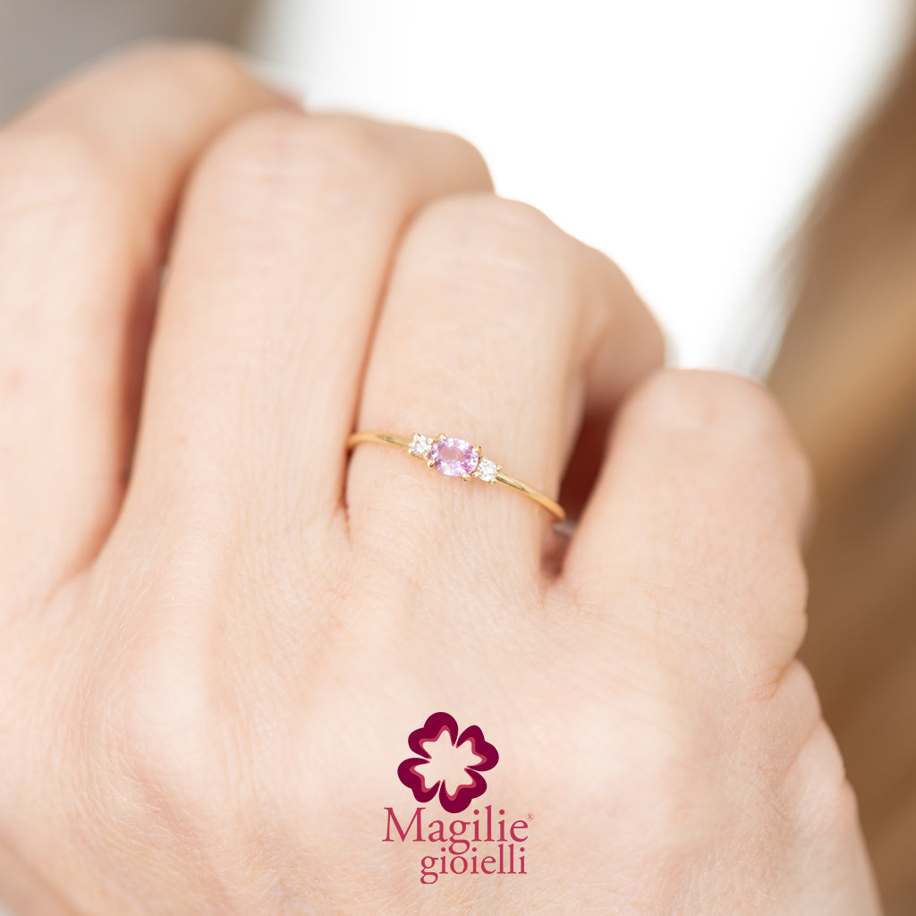 Anello Bubble Zaffiro Rosa