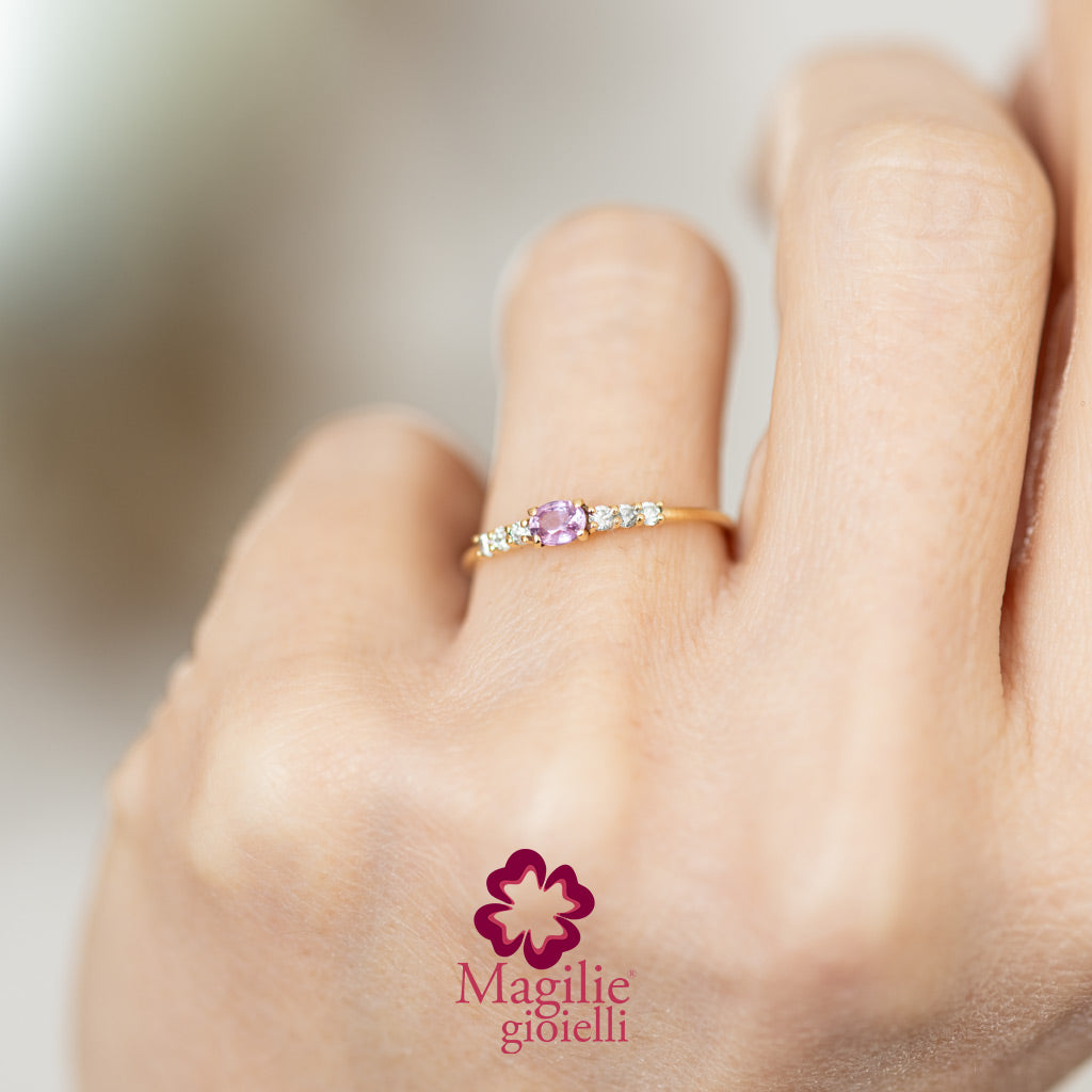 Anello Bubble Zaffiro Rosa