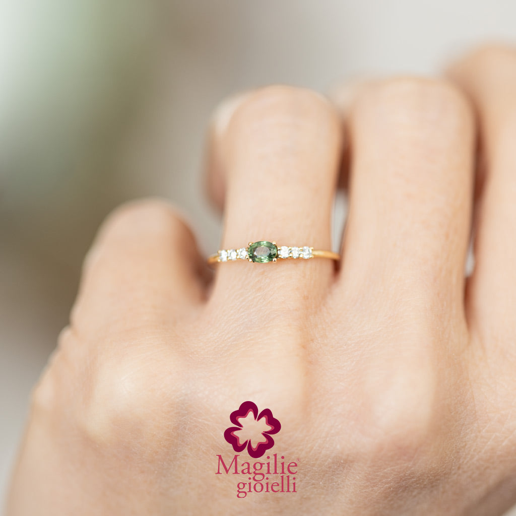 Anello Bubble Zaffiro Verde