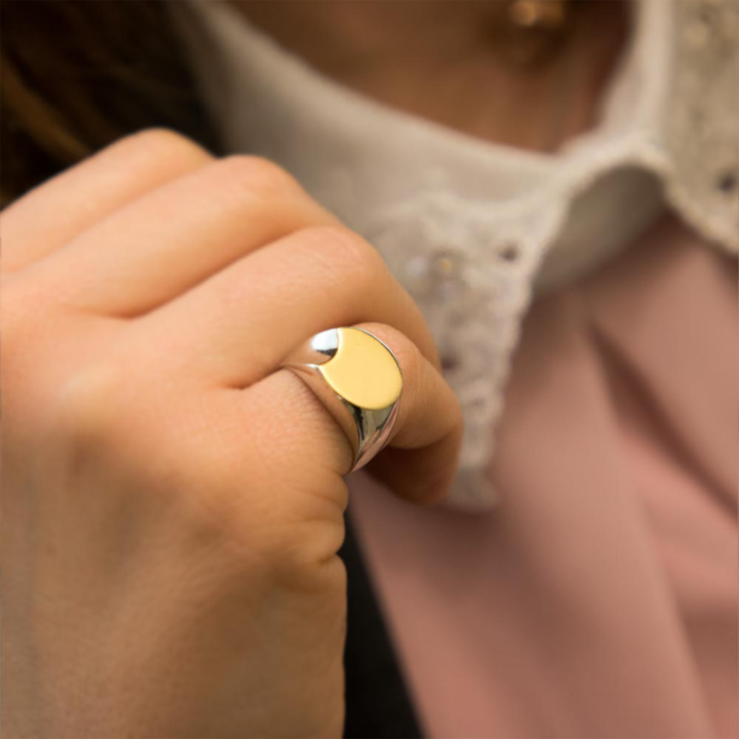 Anello Sigillo Luna Argento e Oro