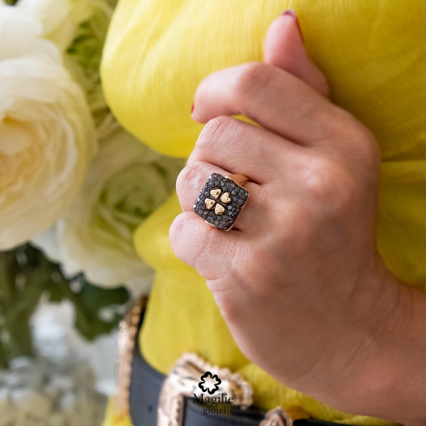 Anello Cocktail Ring Black Imperial