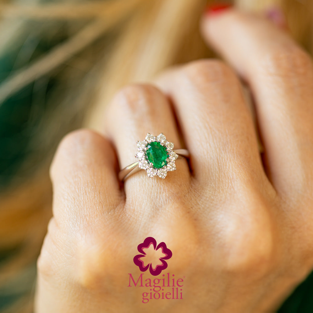 Anello Moyen Fleur Smeraldo