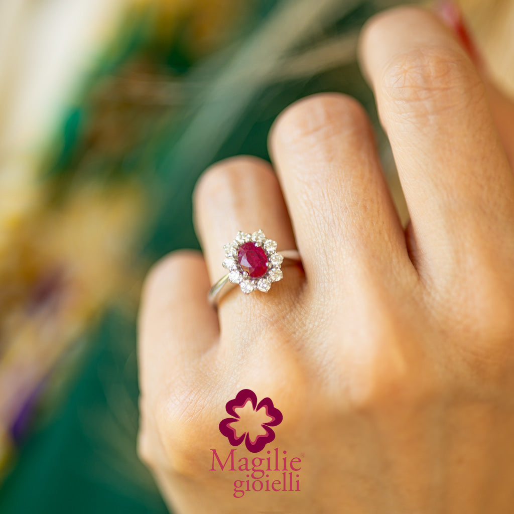 Anello Moyenne Fleur Rubino