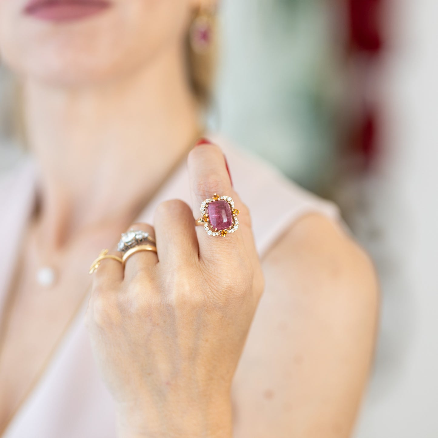 Anello Charleston Rubellite