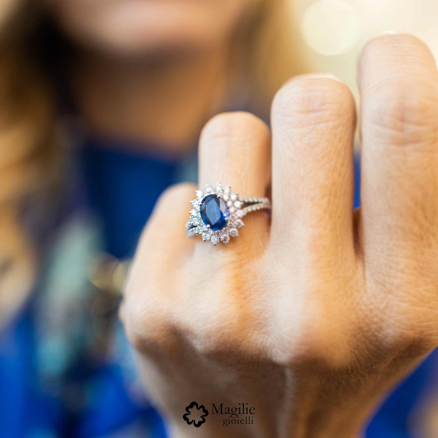 Anello Grande Fleur Zaffiro