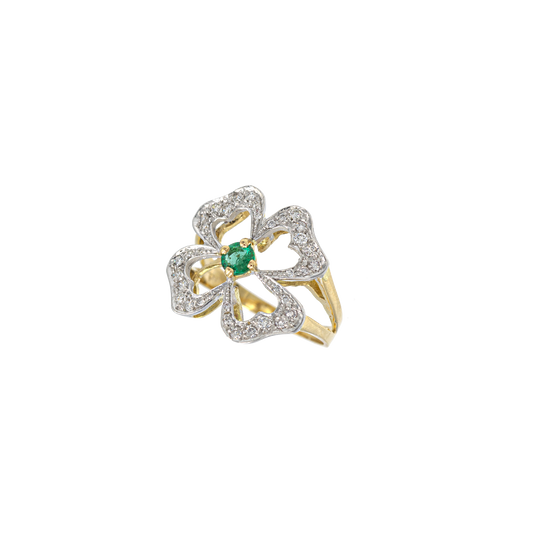 Anello Portafortuna diamanti e smeraldo