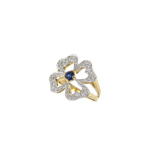 Anello Portafortuna diamanti e zaffiro blu