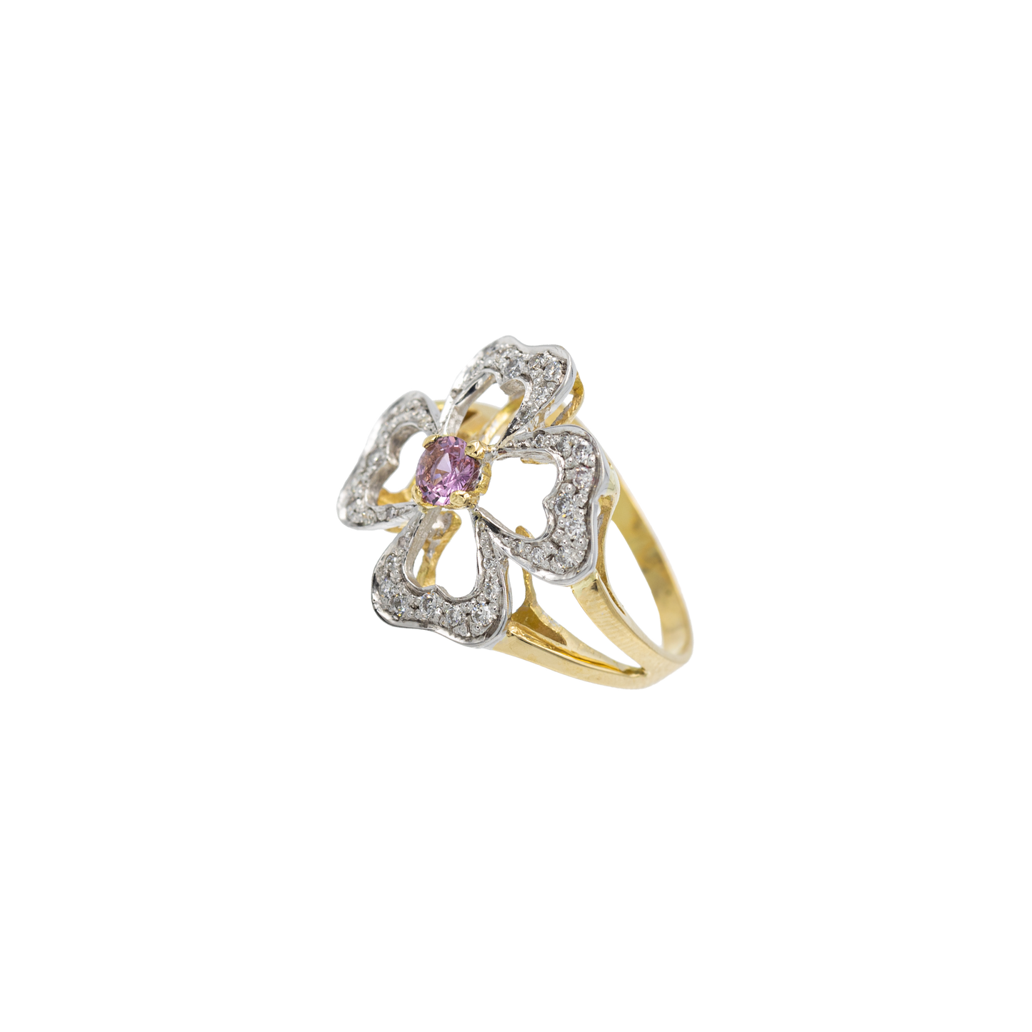 Anello Portafortuna diamanti e zaffiro rosa