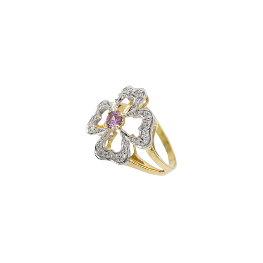 Anello Portafortuna diamanti e zaffiro rosa