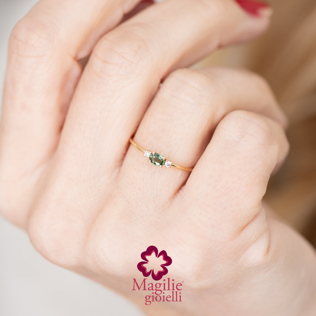 Anello Bubble Zaffiro Verde