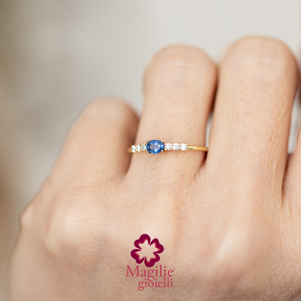 Anello Bubble Zaffiro Blu