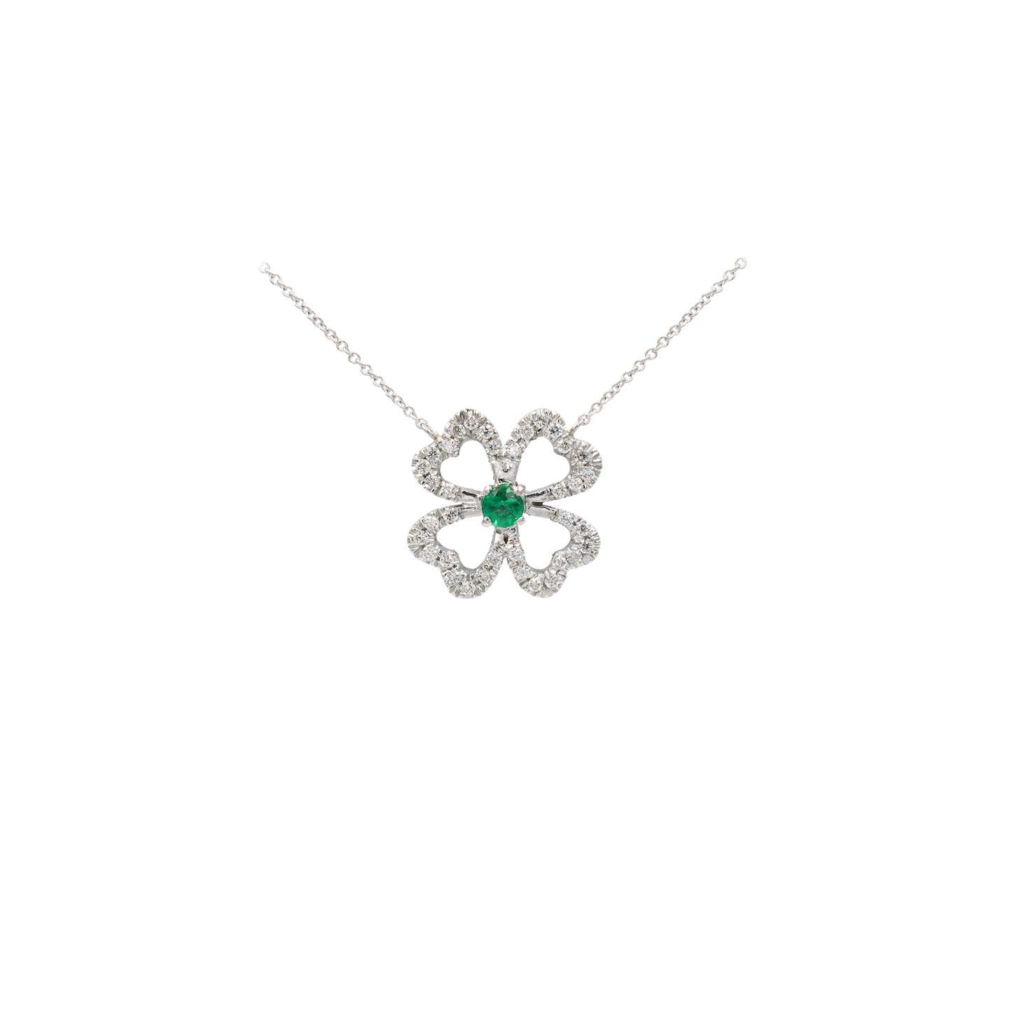 Collier Quadrifoglio smeraldo e diamanti