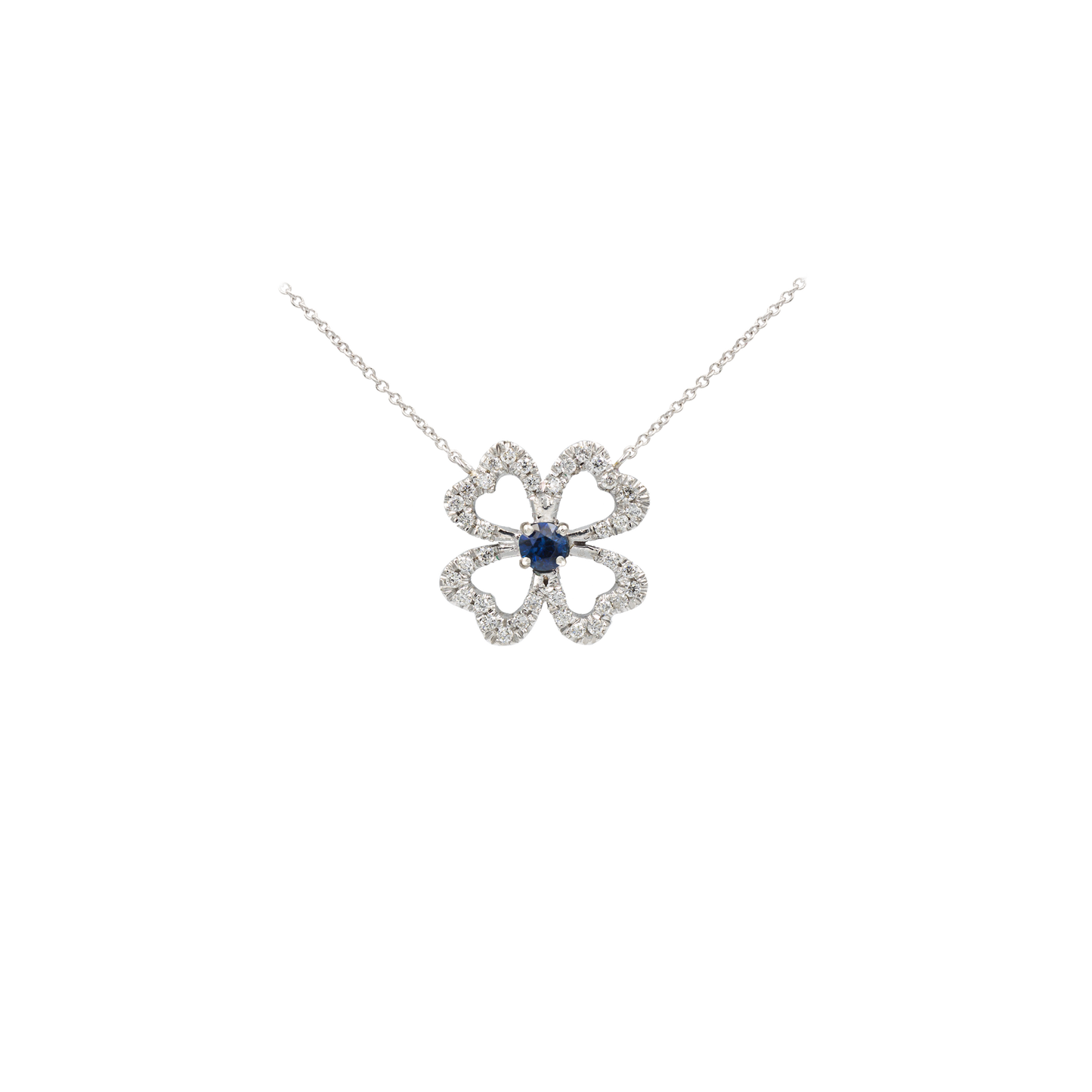 Collier Quadrifoglio zaffiro blu e diamanti