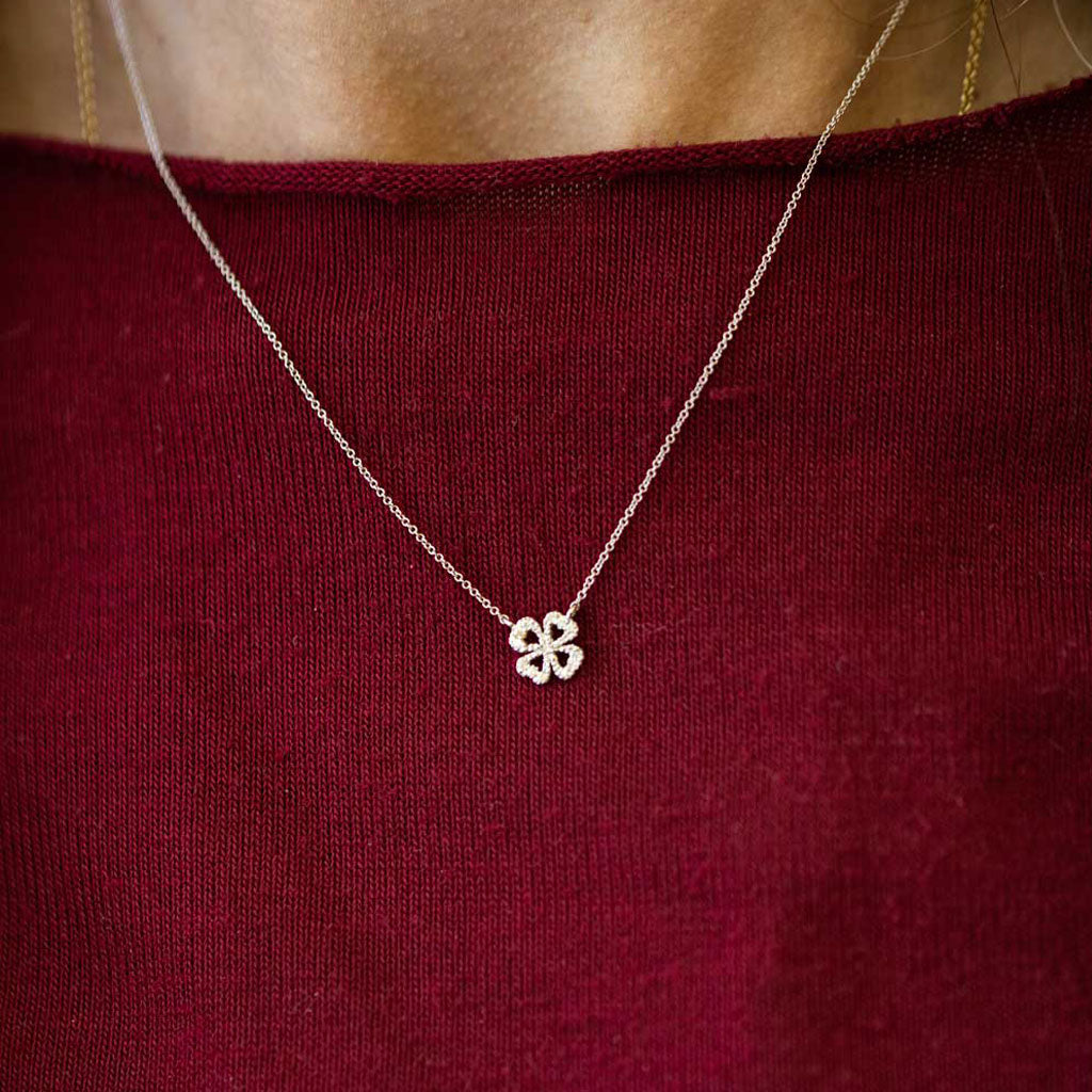 Collier Quadrifoglio perfilo Diamanti