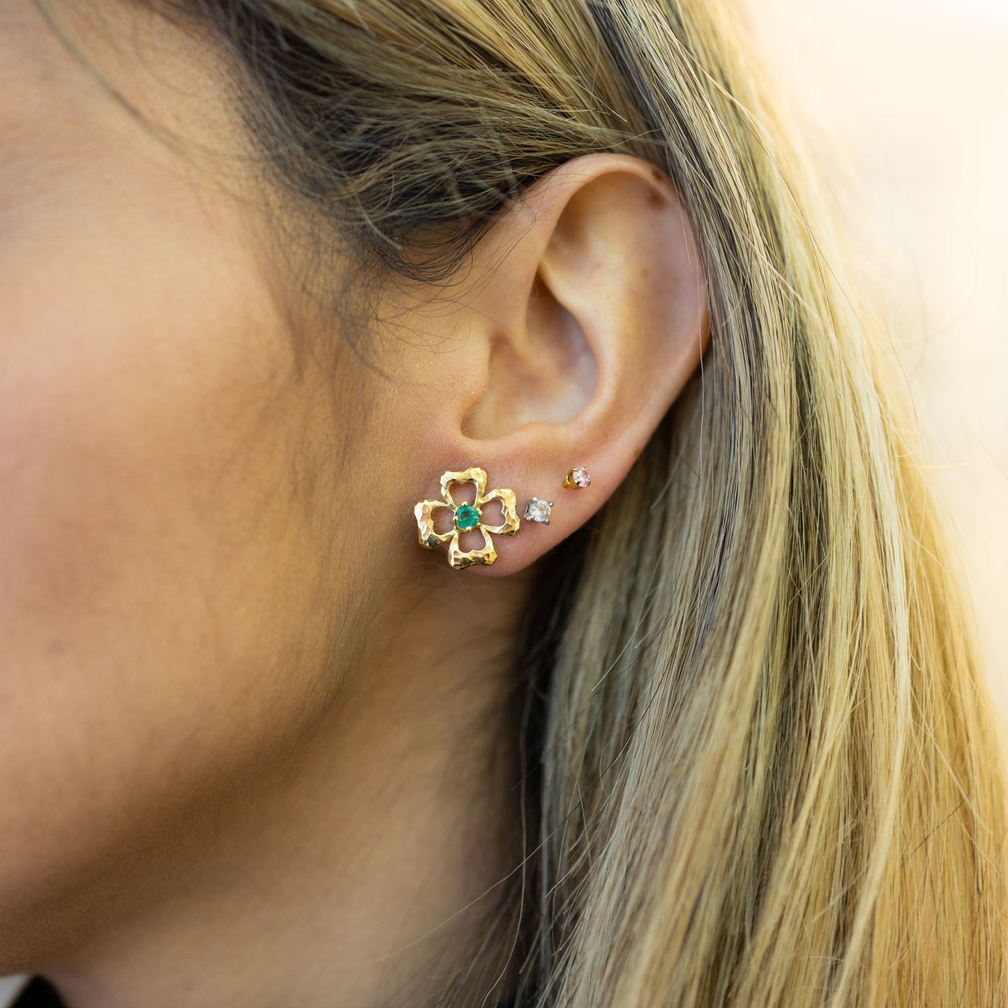 Orecchini Quadrifoglio oro Smeraldo