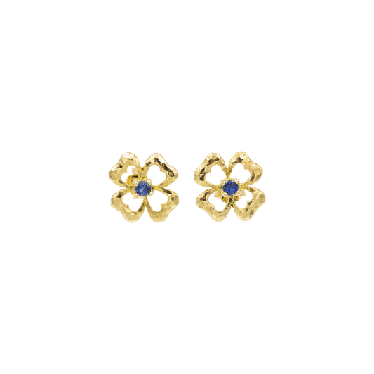 Orecchini Quadrifoglio oro Zaffiro Blu