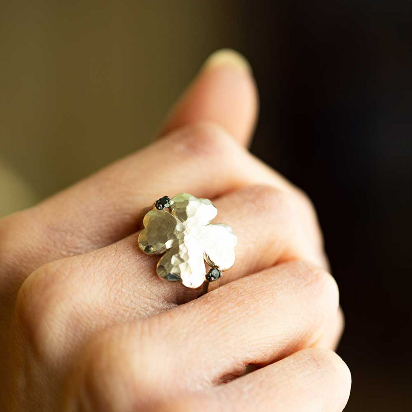 Anello Portafortuna Quadrifoglio Bombato