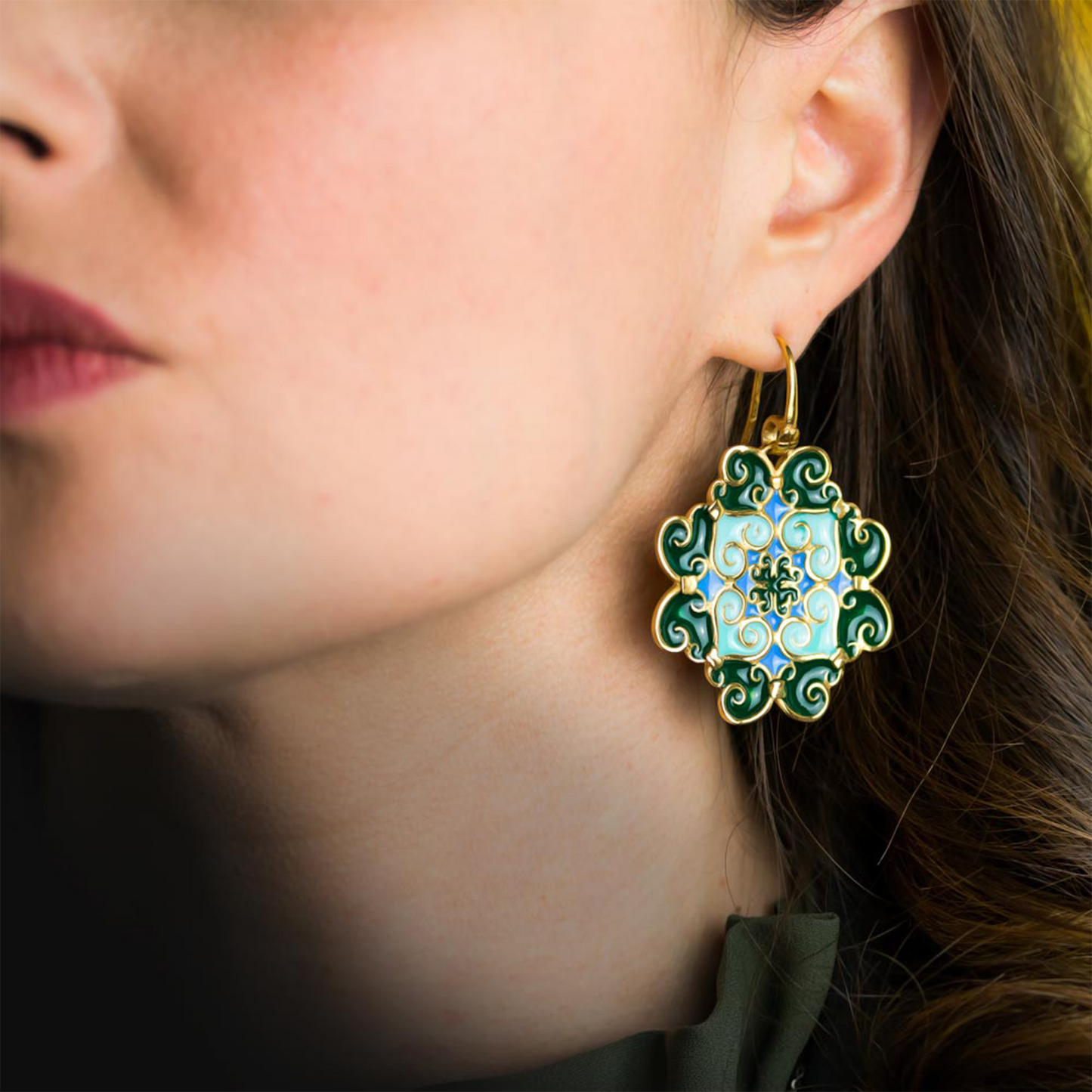 Orecchini Maiolica Azzurro e Verde