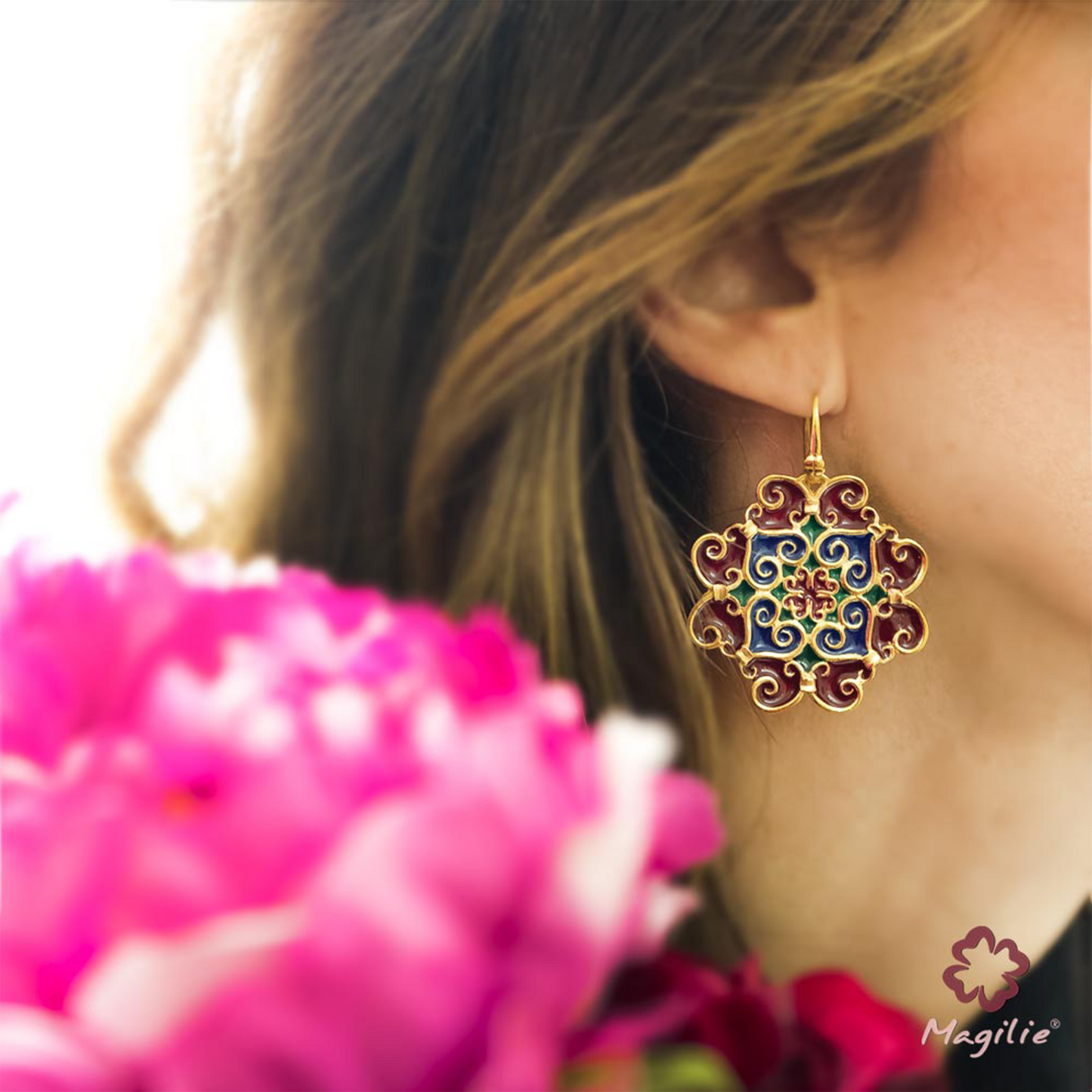 Orecchini Maiolica Blu e Vinaccia