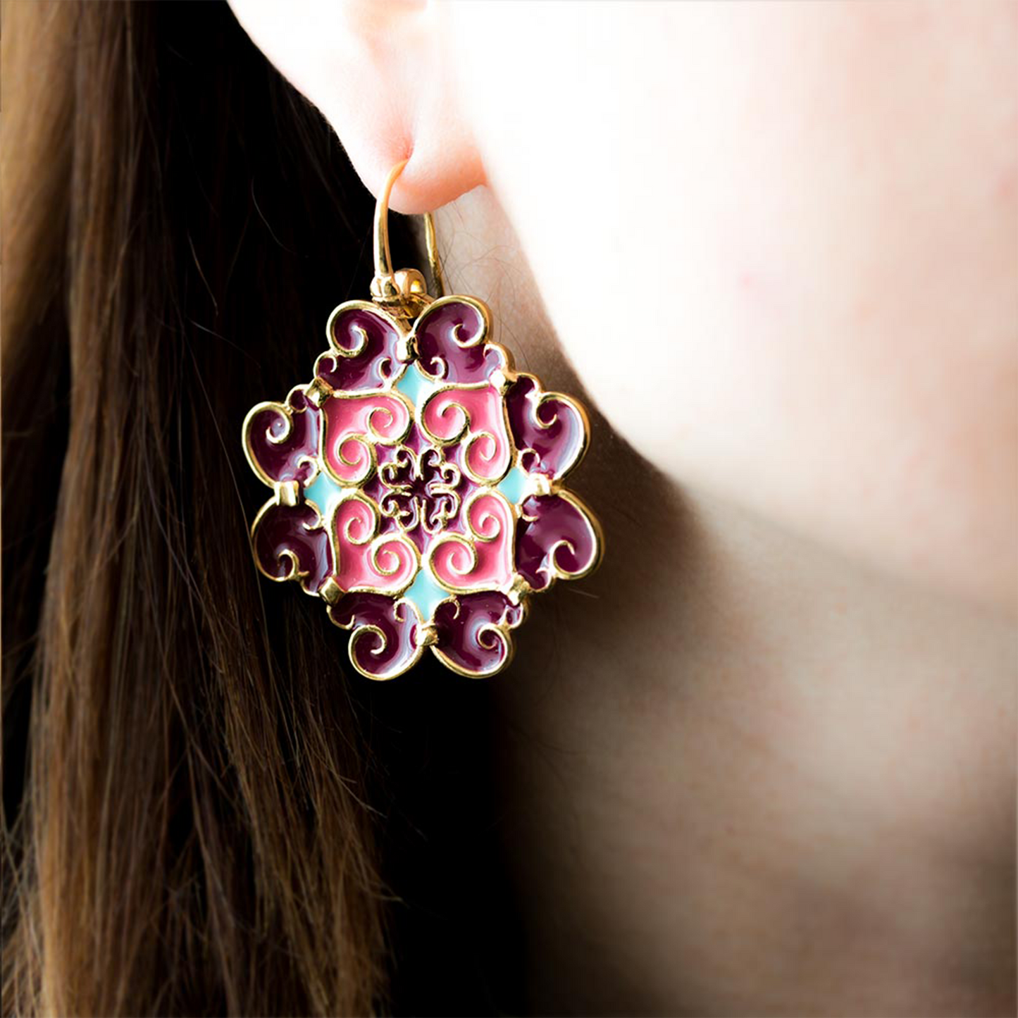 Orecchini Maiolica Vinaccia e Rosso