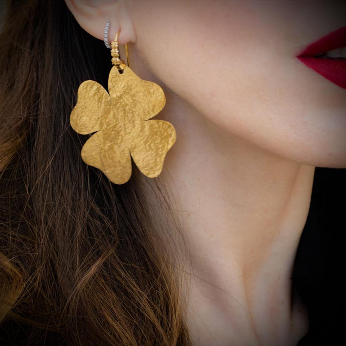 Orecchini Portafortuna Lastra Martellata