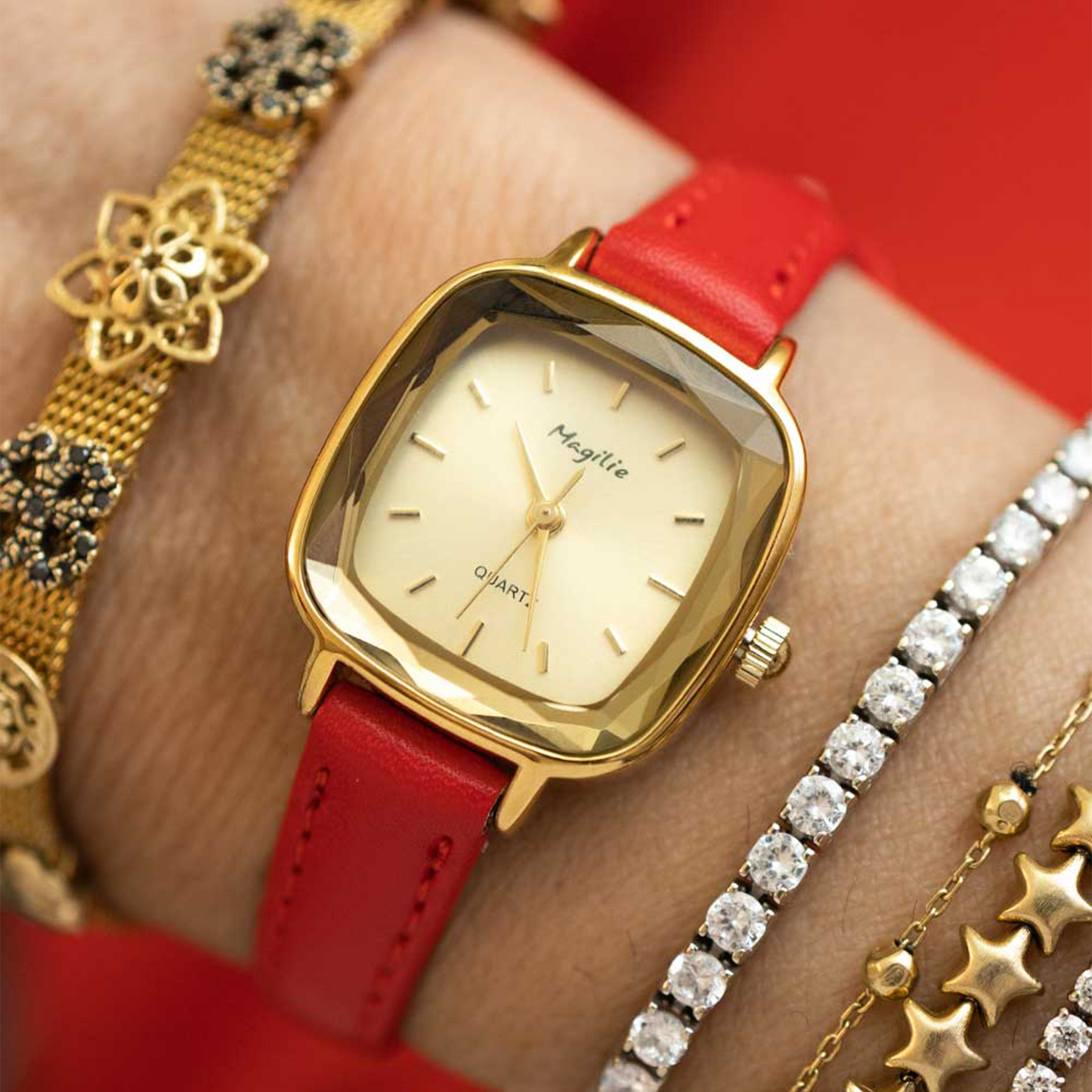 Orologio Crystal Rosso