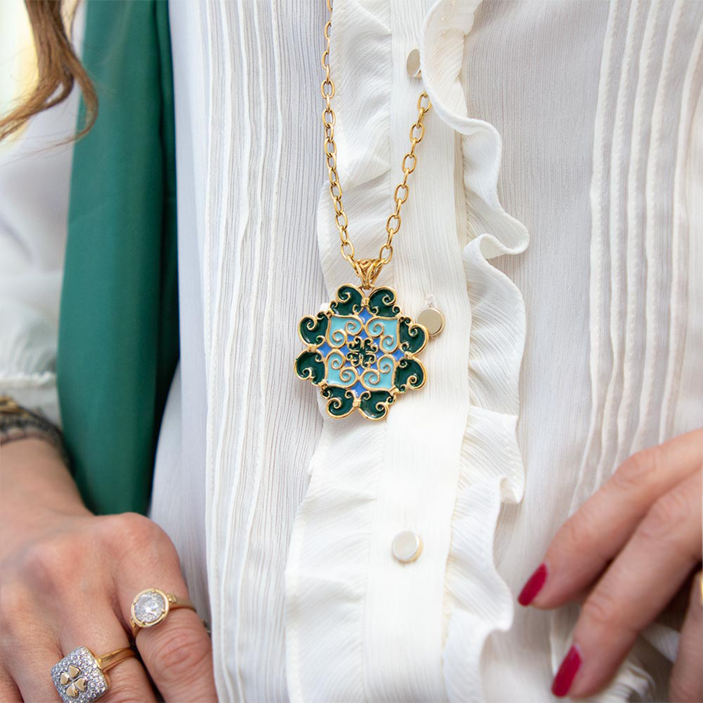 Pendente Maiolica Azzurro e Verde